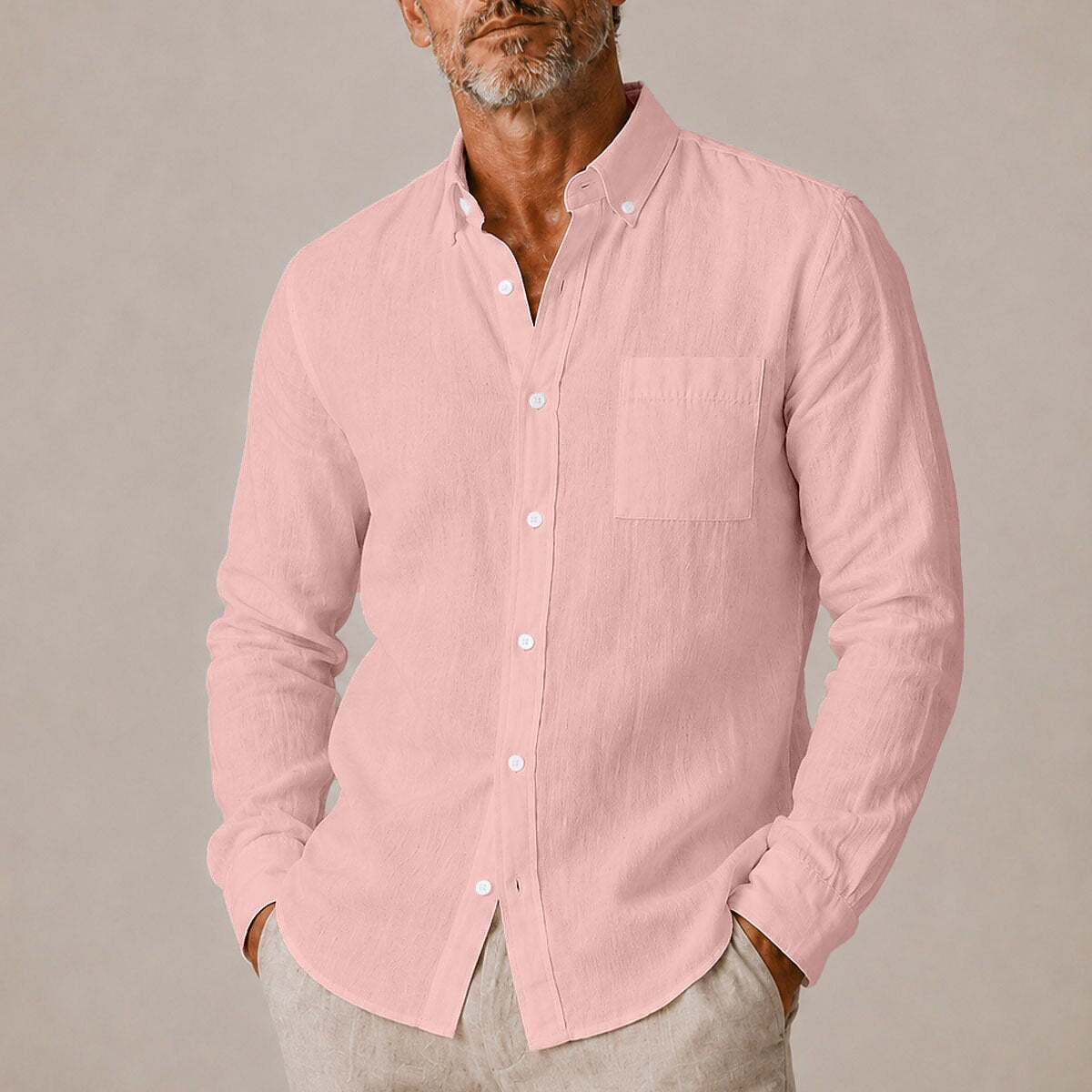 Men's Cotton Linen Shirt - Casual Button-Up for Everyday Comfort