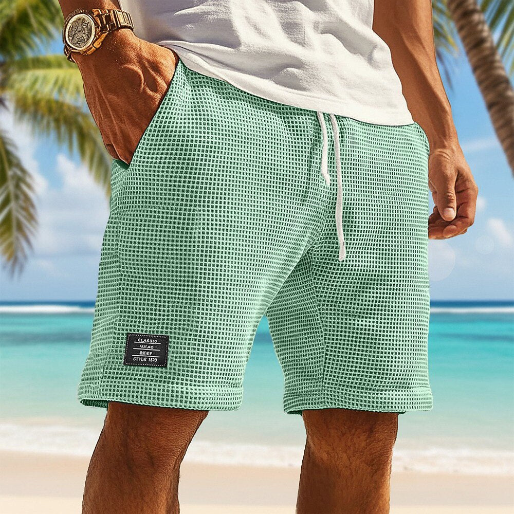 Men's Waffle Shorts With Elastic Waist