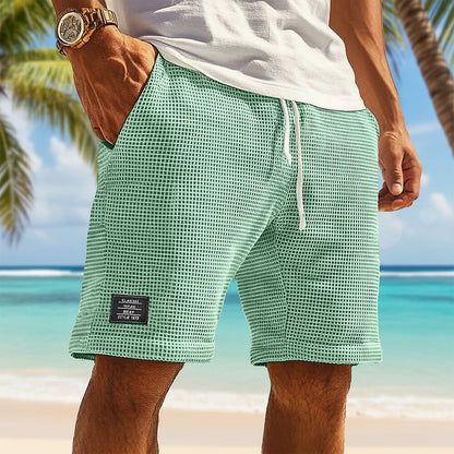 Men's Waffle Shorts With Elastic Waist