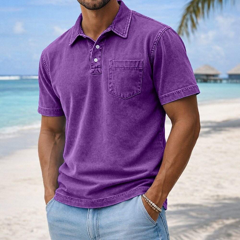 Washed 100% Cotton Vintage Polo Shirt