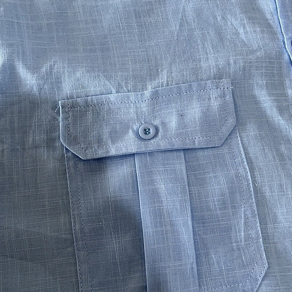 2-Pack Band Collar Linen Shirts