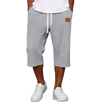 Pocketed Elastic Waist Waffle Shorts