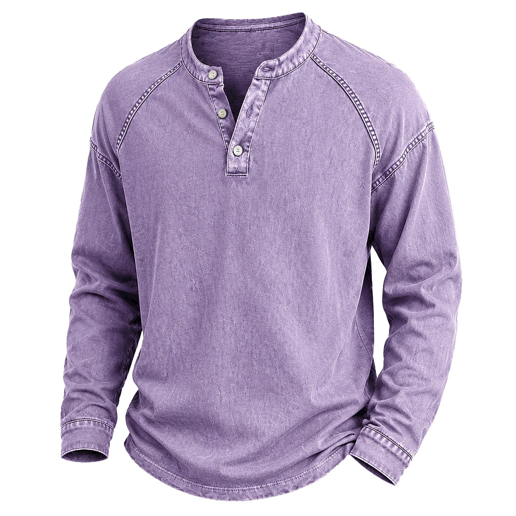 Broken-in Cotton Long Sleeve Henley