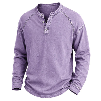 Broken-in Cotton Long Sleeve Henley