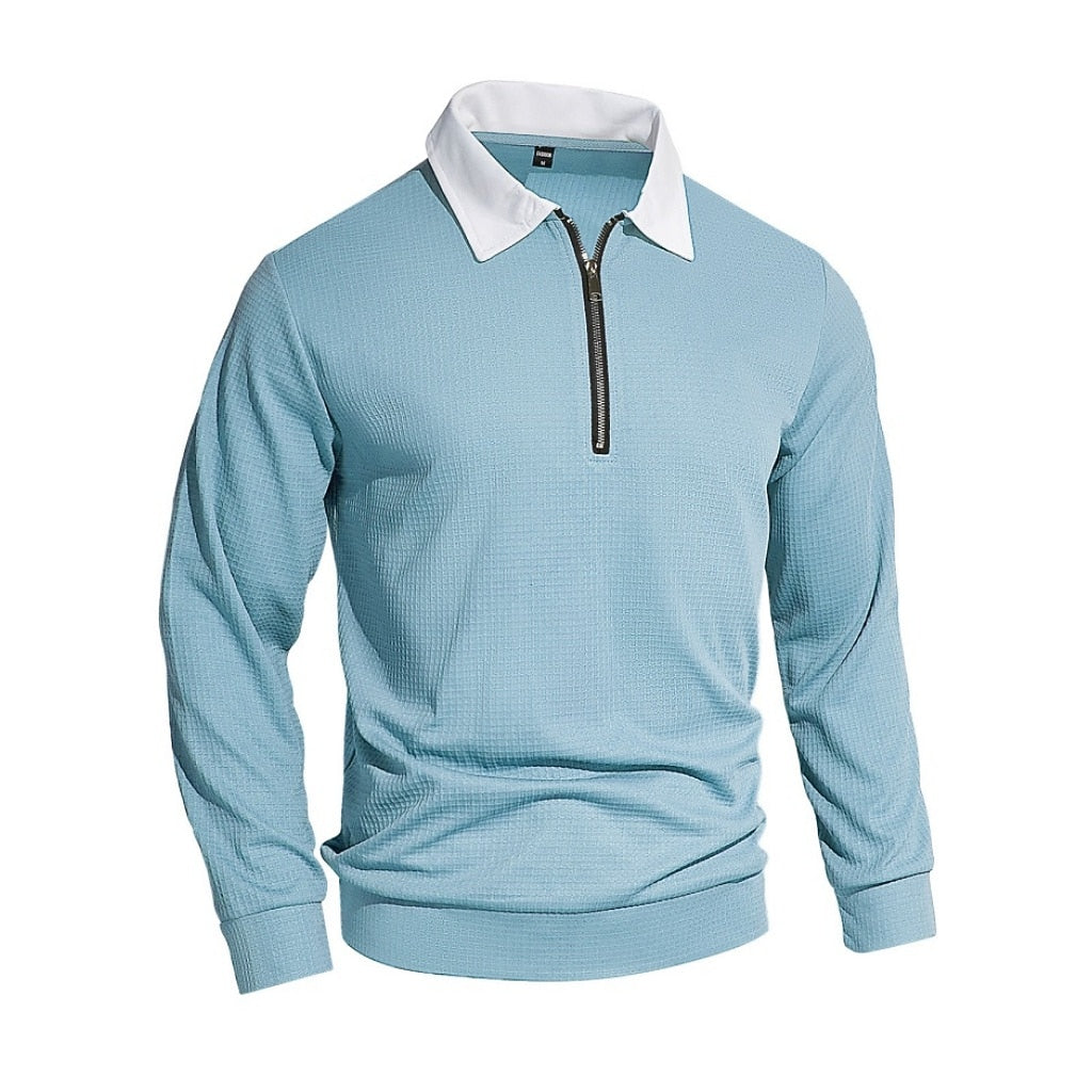 Cozy Waffle Quarter-Zip Polo Shirts