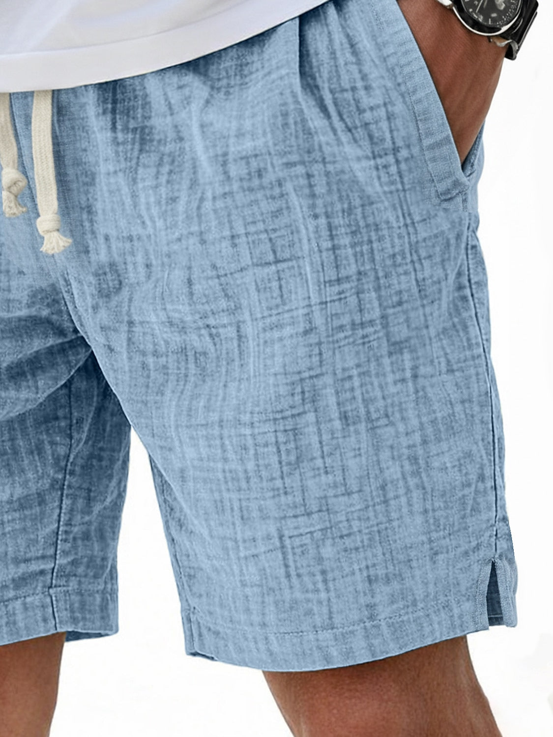 Men's Colorblock Linen Shorts-Comfortable Everyday Summer Shorts