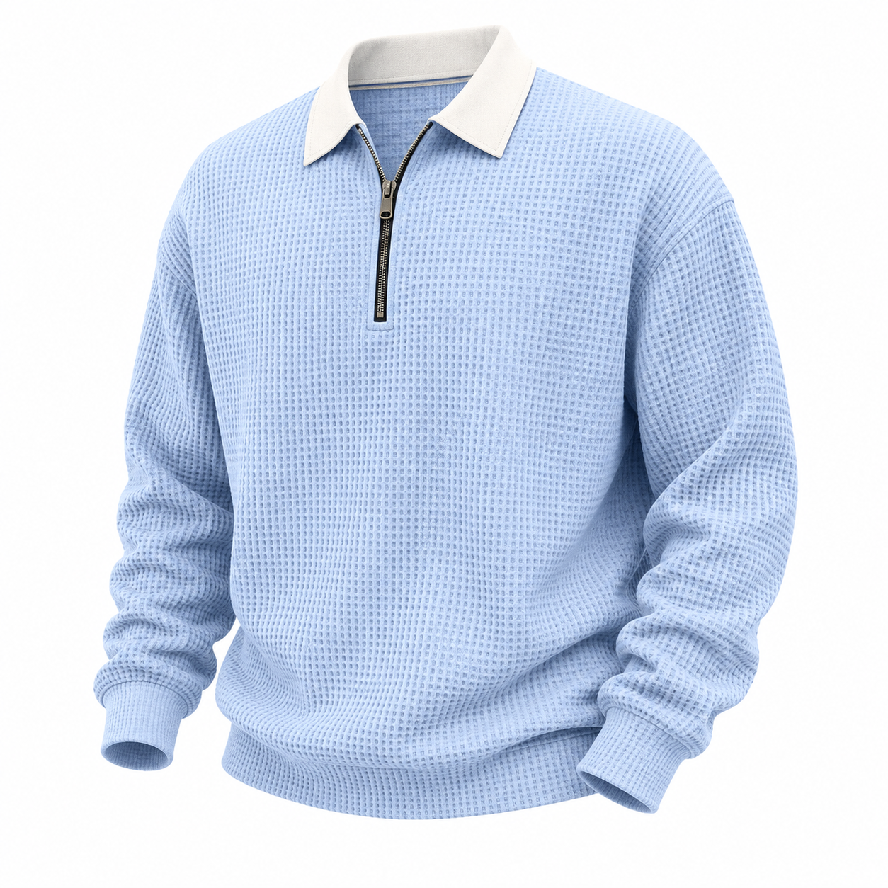 Cozy Waffle Quarter-Zip Polo Shirts