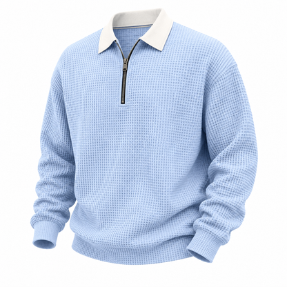 Cozy Waffle Quarter-Zip Polo Shirts