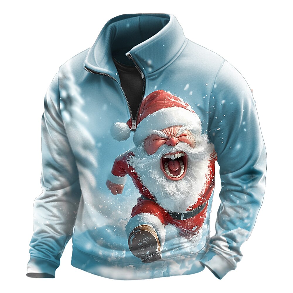 Christmas Santa Claus Colorful Zip Sweatshirt