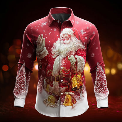 Men's Santa Bell Christmas Long Sleeve Shirt