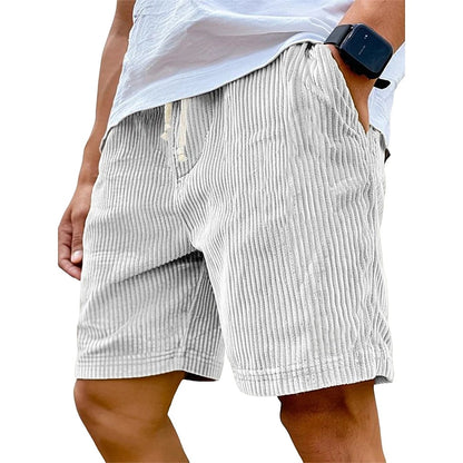 Men's Corduroy Shorts-Casual Pocket Shorts, Knee Length