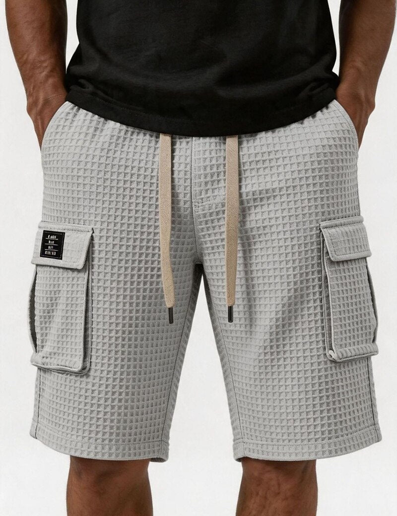 Lightweight Waffle Cargo Shorts With Pocket
