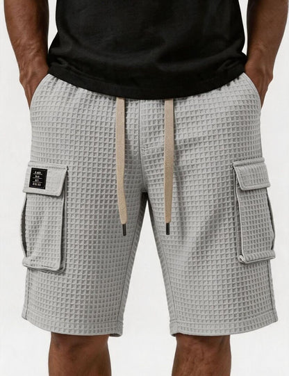 Lightweight Waffle Cargo Shorts With Pocket