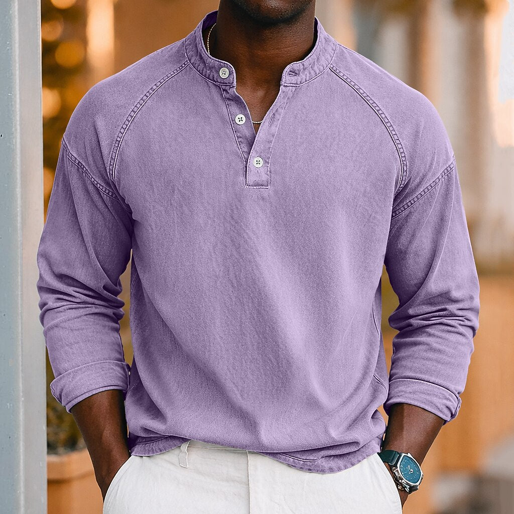 Rugged Vintage Cotton Henley Shirt