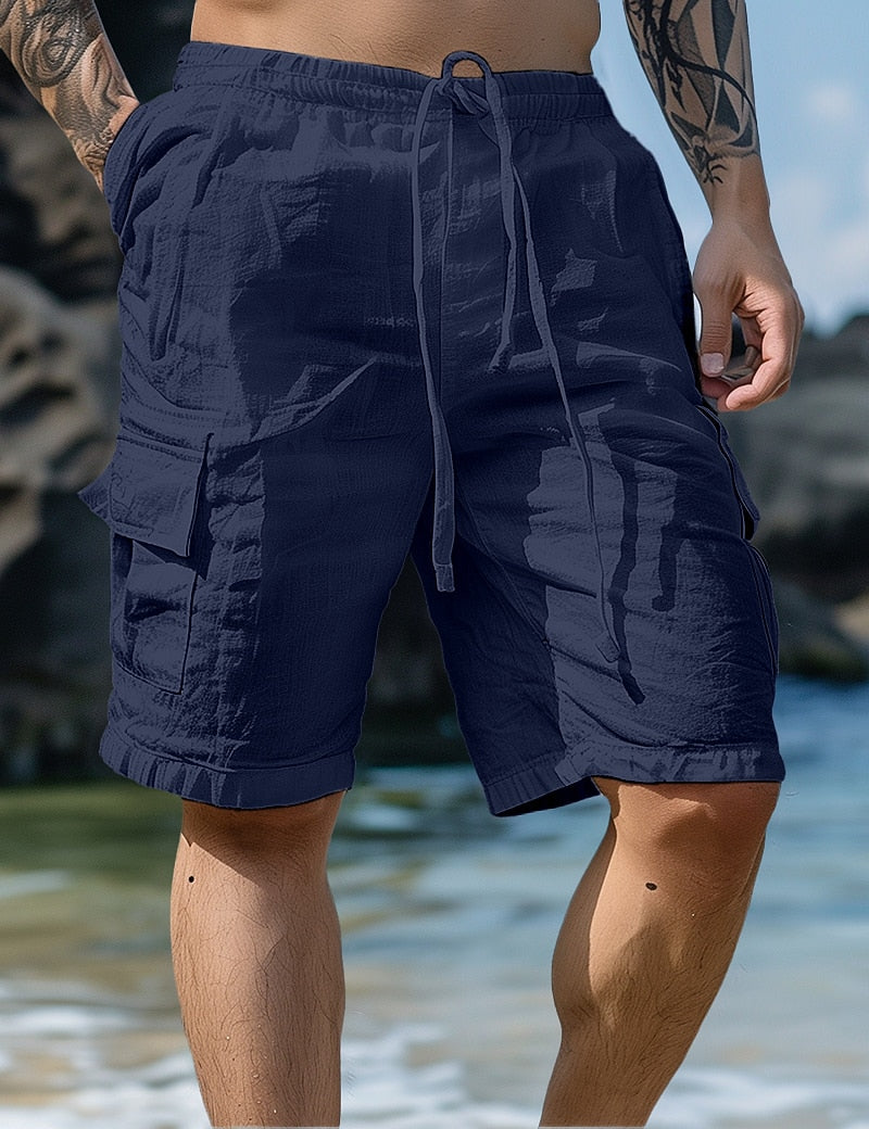 Men's Summer Linen Shorts-Multi-Pocket, Casual & Comfortable