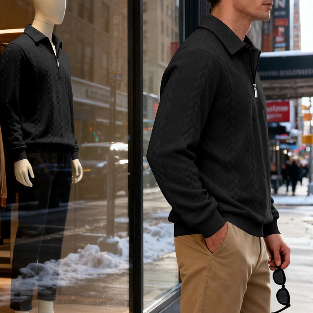 Men's Jacquard Soft Zipped Polo