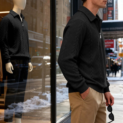 Men's Jacquard Soft Zipped Polo
