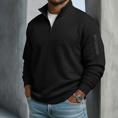 Quarter Zip Textured Waffle Polo
