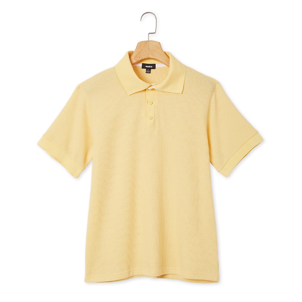 Textured Waffle Polo-Soft Summer Lapel Collar Shirt