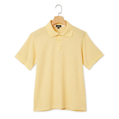 Textured Waffle Polo-Soft Summer Lapel Collar Shirt
