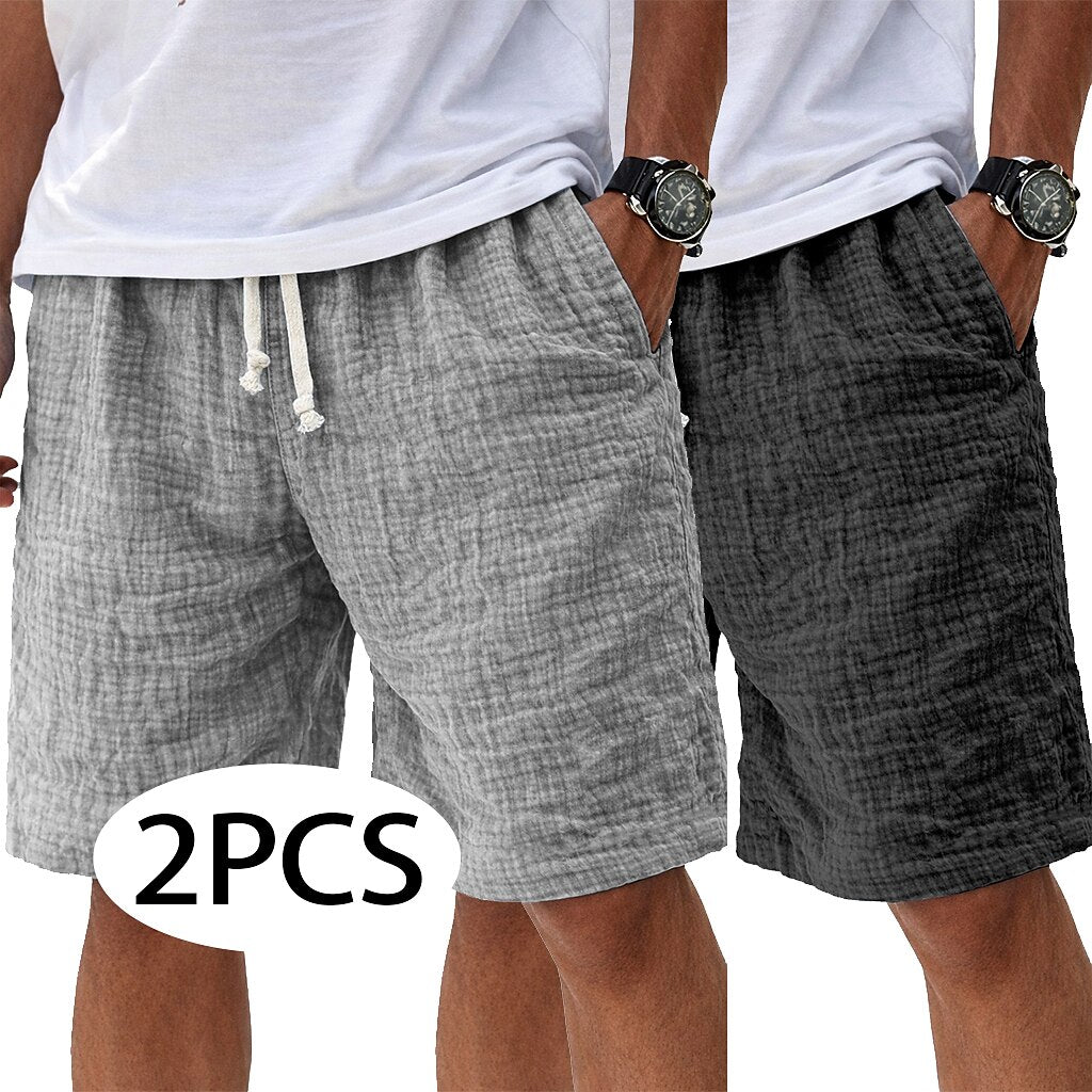 2Pcs Lightweight Linen Shorts
