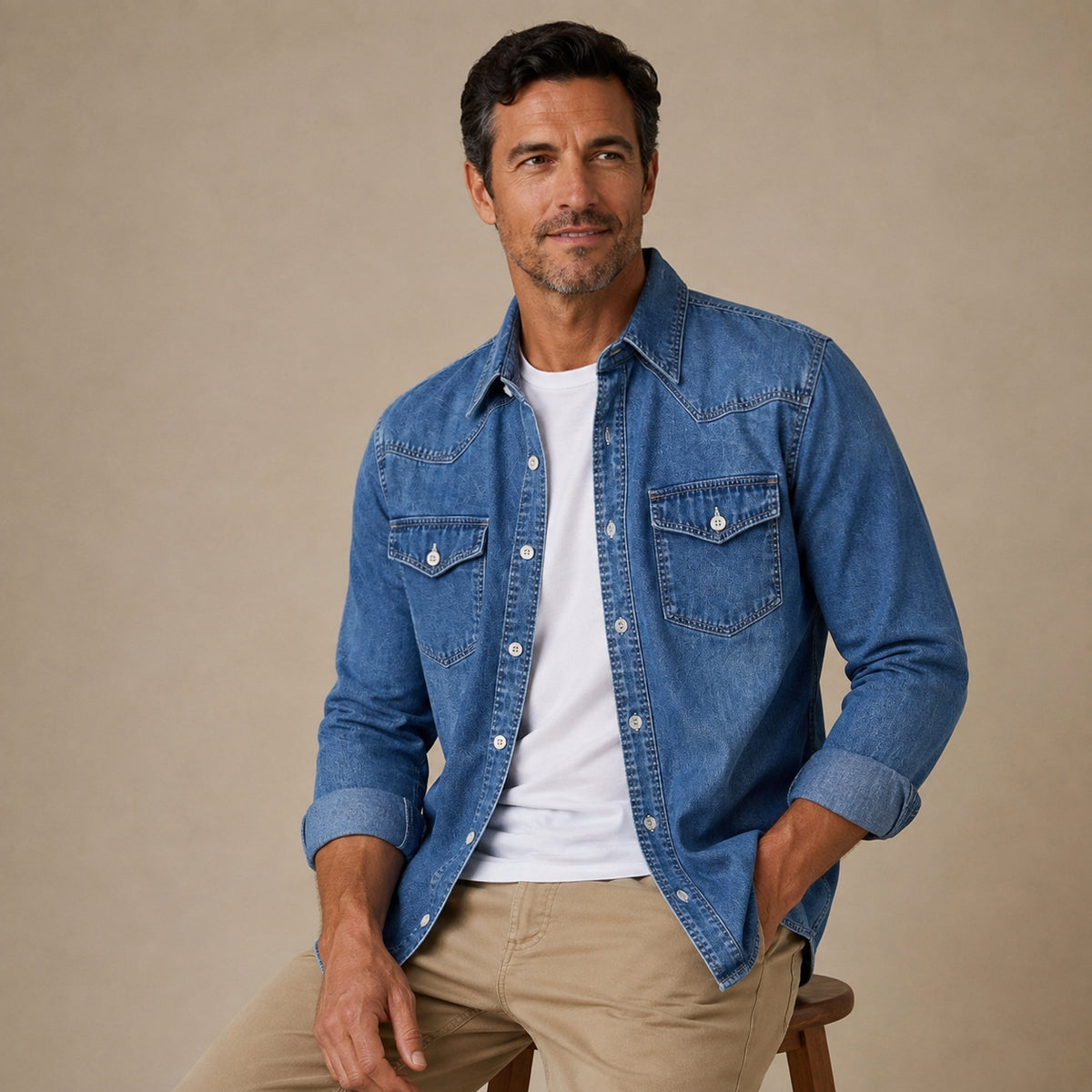 Washed Denim Cotton Casual Shirt