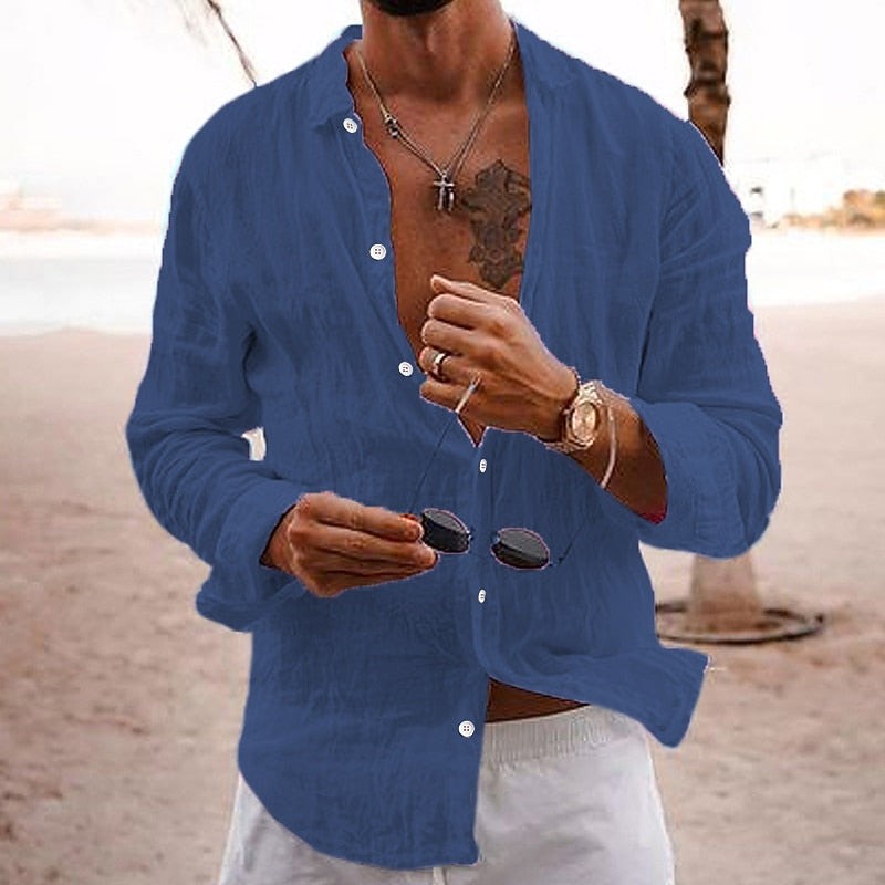 Cotton Linen Button-Up Shirt