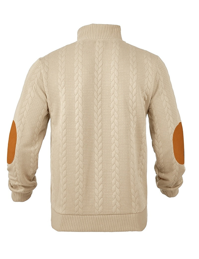 Jacquard Button Up Textured Sweatshirt