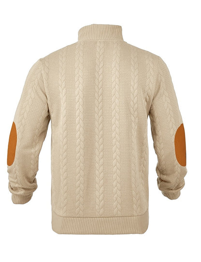 Jacquard Button Up Textured Sweatshirt