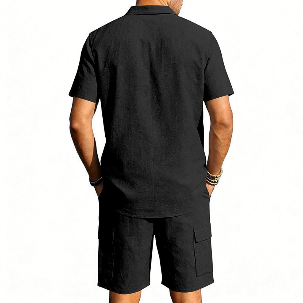 Cotton Linen Shirt & Shorts Set