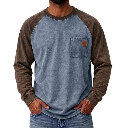 Colorblock Washed 100% Cotton T-Shirts With Pocket
