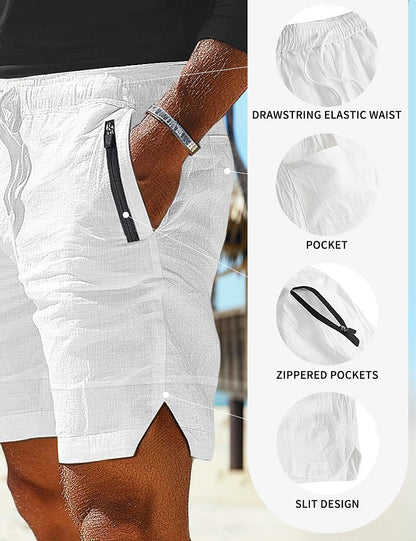 Men's Summer Linen Shorts-Multi-Pocket, Casual & Comfortable