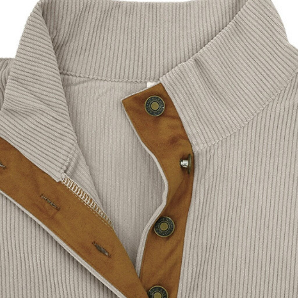 Stylish Patchwork Corduroy Sweatshirt