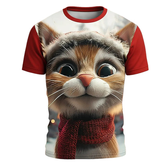 Men's Christmas Cat Graphic Party Tee