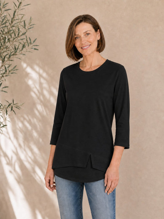 100% Cotton Solid 3/4 Length Sleeve Tee