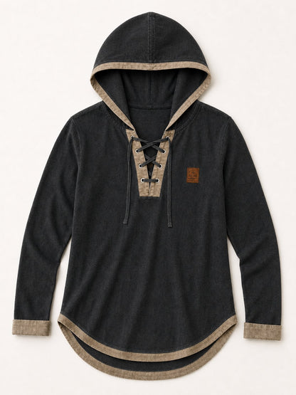 100% Washed Cotton Hooded Top