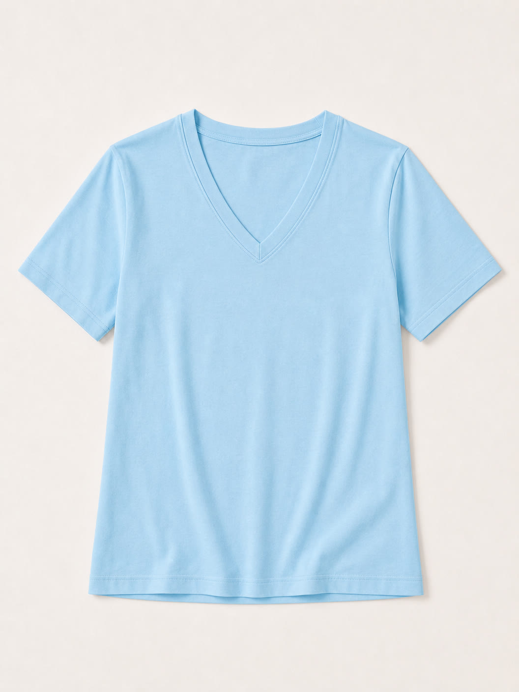 Light blue 100% cotton v-neck short sleeve t-shirt by LoomBasics