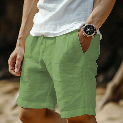 Linen Shorts with Elastic Waist-Perfect for Vacation and Beach