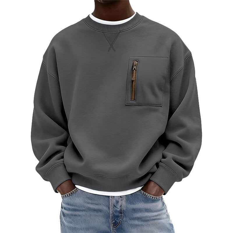 Cozy Crew Neck Zipped Sweatshirt