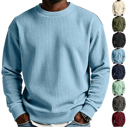 Classic Waffle Knit Crew Neck Sweatshirt