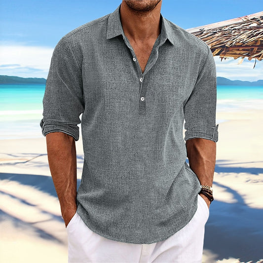 Breathable Cotton Linen Pullover Shirt