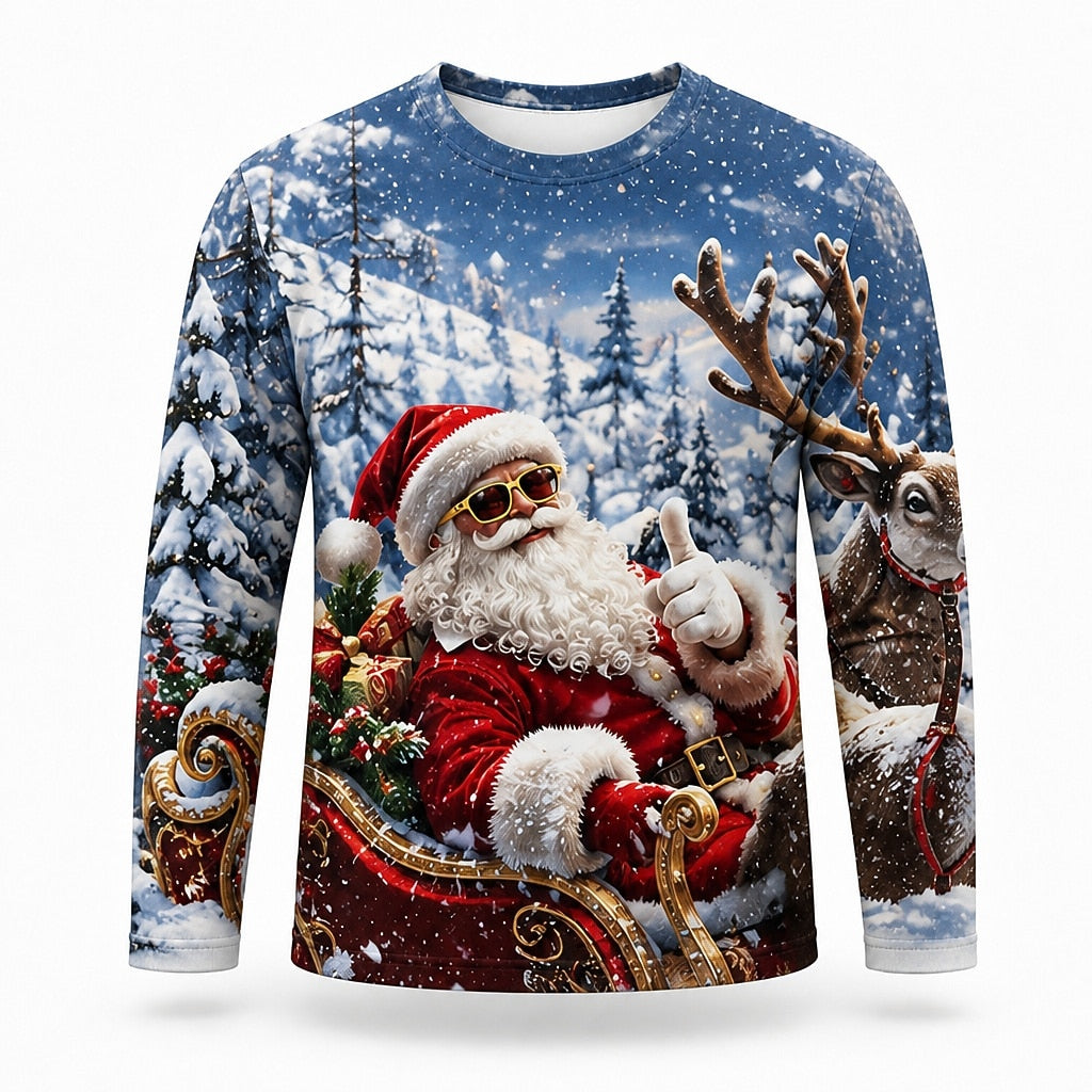 Men's Funny Santa Long Sleeve Graphic Tee