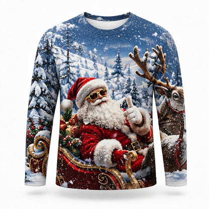 Men's Funny Santa Long Sleeve Graphic Tee