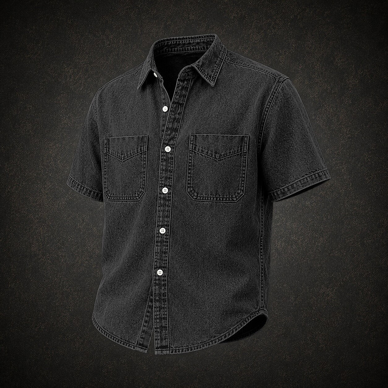 Broken-In Cotton Pocketed Denim Work Shirt