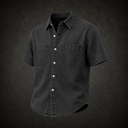 Broken-In Cotton Pocketed Denim Work Shirt