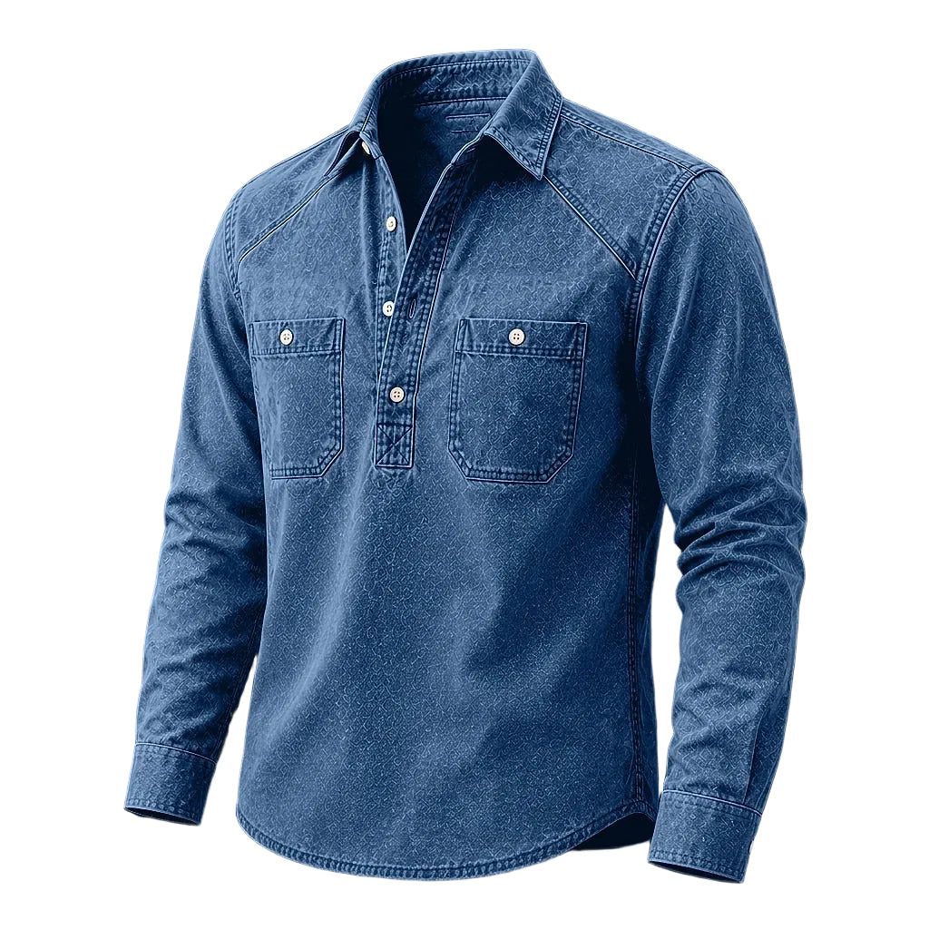 Vintage Washed Cotton Pocketed Polo Shirt