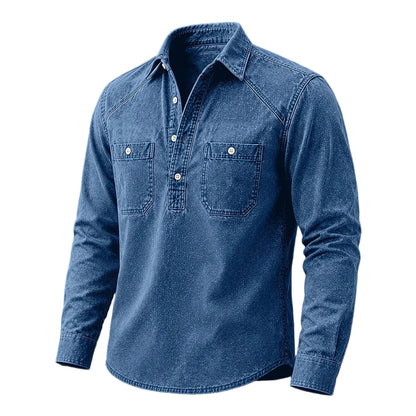 Vintage Washed Cotton Pocketed Polo Shirt