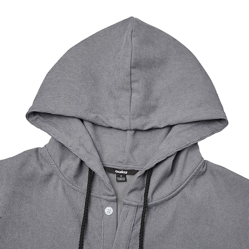 Men's Hooded Corduroy Shirt-Textured Streetwear Casual Top