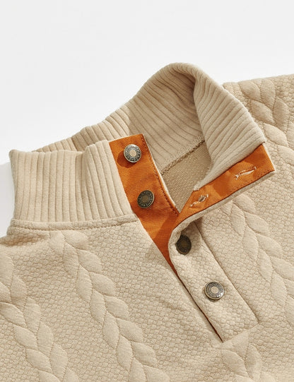 Jacquard Button Up Textured Sweatshirt