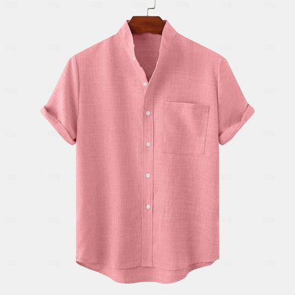 Cotton Linen Shirt-Button Up with Pocket